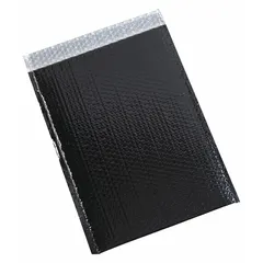 Black bubble mailers with a usable width of 13 inches and usable length of 17 1/2 inches. Includes a tear strip for easy opening. Supplied in a 100-pack. Suitable for protecting items during shipping.