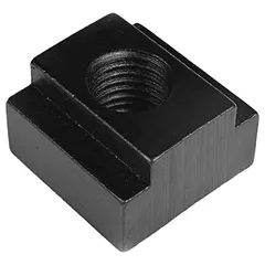 This fully threaded T-slot nut is made of steel and designed for use in 13/16 in T-slots. It features a 5/8"-11 thread and a width of 1-1/4 in. Commonly used in machining and fabrication to secure workpieces and fixtures to machine tables, enabling precise positioning and repeatability during milling, drilling, and assembly operations.