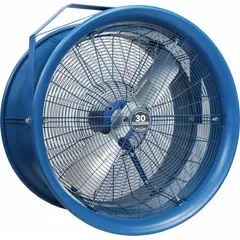 This PATTERSON fan is a high-velocity, ceiling-mounted unit with a 30-inch blade diameter and a 1 hp motor. It operates on 208 to 230/460V AC, single speed, non-oscillating. Suitable for spot cooling and air circulation in large industrial spaces such as warehouses, factories, and workshops.