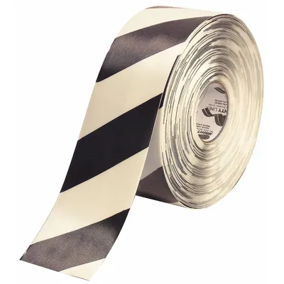 MIGHTY LINE Floor Marking Tape: Extra-Durable, Striped, Black/White, 4 in x 100 ft - Extra-Durable Floor Marking Tape
