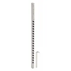 This fractional-inch keyway broach cuts internal keyways in gears, pulleys, and hubs. It has a 1/8 in keyway width, 5 in broach length, 13/64 in minimum length of cut, and 1 1/8 in maximum length of cut. Used in machining and power transmission applications for shaft assemblies.