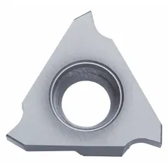 Indexable grooving insert for parting and grooving operations. Used in turning and milling processes to cut precise grooves, slots, and part-off features on metal workpieces.