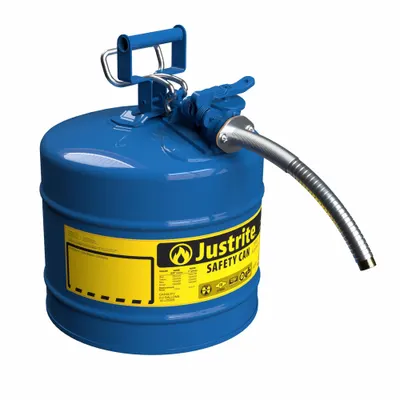 JUSTRITE TYPE II SAFETY CAN: For Use With Kerosene, 5 gal Capacity, Includes 1 in OD Hose - Kerosene Safety Cans