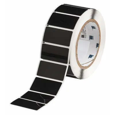BRADY Pre-Cut Label Stock Roll: 1 in x 2 in, Polyester, Black (Gloss) - Brady Raised Panel Precut Label Rolls