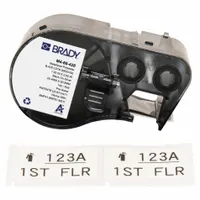 Combined Label and Ribbon Cartridge: 2 in x 1 in, 1 in, Metalized Polyester, Black on Gray (MPN M4-60-428)