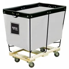 ROYAL BASKET TRUCKS Elevated Truck: 7.1 cu ft, 600 lb, 28 3/4 in L x 20 3/4 in W x 20 1/2 in H, Wood (MPN G06-CCX-ETA-3UNN). Key specifications — Brand: ROYAL BASKET TRUCKS; Liner Color: White; Caster/Wheel Configuration: (4) Swivel; Assembled/Unassembled: Assembled.