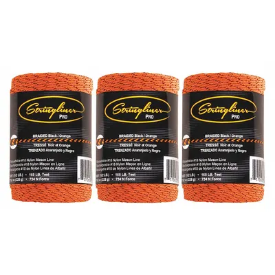 STRINGLINER Mason's Line: Line Type Braided, Material Nylon - Masonry Leveling Line