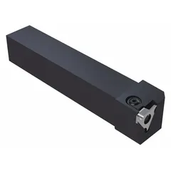 This indexable toolholder is designed for external grooving, parting, and turning operations on lathes and CNC machines. It features a 25 mm shank width and height and accepts KC-style inserts. Suitable for general metalworking applications requiring accurate grooves and cut-offs.