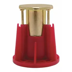 Steel wet set wood form anchor with zinc-plated finish and red color. Body length 2 in, thread size 5/8"-11. Used for securing threaded rods into concrete or masonry in formwork and structural anchoring applications. Pack of 100.