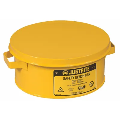 JUSTRITE Bench Can: 1 gal Capacity, Powder Coated Steel - Bench Cans
