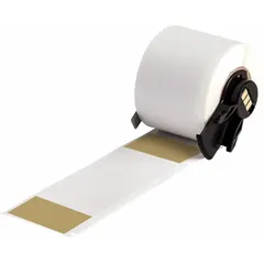 Precut vinyl label roll for permanent wire and cable identification. Measures 4 in x 1 1/2 in, brown matte finish, suitable for wire gauges 1 AWG to 500 kcmil. Compatible with M610 printer series; requires M7-R4300 ribbon.