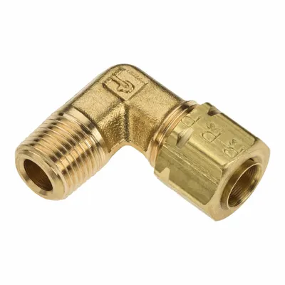 PARKER Compression Fitting Elbow: 1/4 in OD x 1/8 in Pipe Fitting Size, Compression x MNPT - Self-Aligning Brass Compression Fittings
