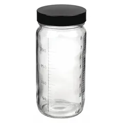 Clear Wide Mouth Round Glass Lab Bottle, 240 mL, 58-400, Colorless, Pack of 24