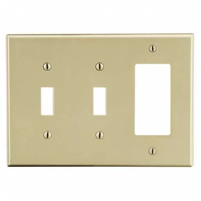 HUBBELL Wall Plate: Combo, 3 Gang, Ivory - Combination Wall Plates