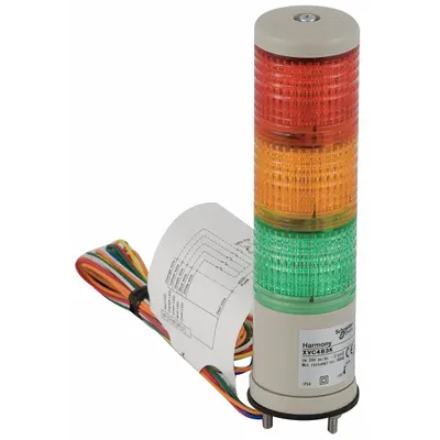 SCHNEIDER Tower Light Assembly: 3 Tier, Green/Orange/Red, No Sounder Tier - Three-Tier Tower Light Assemblies