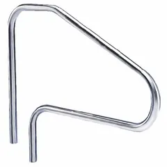 This pool stair rail is constructed from 316L stainless steel with a 1.5 in diameter and 0.12 in wall thickness. It features fixed legs, a height of 38 in, and a width of 60 in. Suitable for use as a safety grab rail at commercial or residential pool entries.