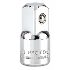 Square drive adapter converts 3/8" drive tools to 1/2" output for use with larger sockets. Chrome finish resists corrosion. Overall length 1 7/16 in. Suitable for automotive and industrial applications requiring torque transfer.