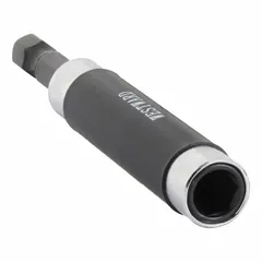 This bit holder with screw guide accepts 1/4-inch hex-shank bits and is impact rated for high-torque fastening. The magnetic tip secures the bit during use. Suitable for driving screws and bolts in assembly, maintenance, and repair applications.