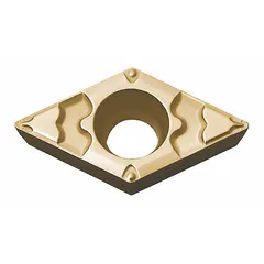 Diamond indexable turning insert for precision machining of non-ferrous materials, composites, and abrasive plastics. Suitable for turning, facing, and profiling operations.