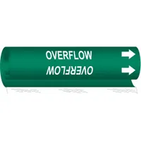Pipe Marker: Overflow, Green, White, Fits 1/2 to 1 3/8 in Pipe O.D., 1 Pipe Markers, With Arrows (MPN 5733-O)