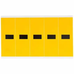 Individual dash character from the Permanent Letters & Numbers line. Features a black Gothic font on a yellow, non-reflective background. Rated for indoor/outdoor use. Not self-spacing or aligning. Used for creating custom identification markers on pipes, equipment, or signs.