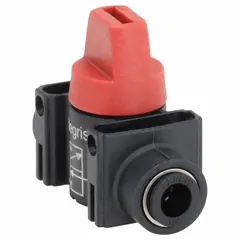 This LEGRIS ball valve features a polymer straight body with full port ball port and 1/4 in push x push connections. The lever handle provides manual on/off flow control. Suitable for use in pneumatic or low-pressure liquid circuits requiring quick shut-off.