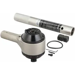 Handheld torque multiplier for use with hand or power tools. Features a 1/2 in input square drive, 1 in male output square drive, and 1:18.5 gear ratio. Maximum rated input of 173 ft-lb. Suitable for tightening or loosening high-torque fasteners in applications such as machinery assembly, plant maintenance, and field repairs.