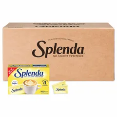 Zero-calorie sweetener in individual packets, each providing sweetness equivalent to two teaspoons of sugar. Contains sucralose. Suitable for sweetening hot and cold beverages, cereals, and other foods in foodservice settings.