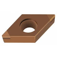 Diamond indexable turning inserts for precision machining of non-ferrous materials, composites, and abrasive plastics. Available in two geometries: DCGW3(2.5)2TM-2 and DCGW11T308TM-2. Suitable for high-speed finishing operations requiring superior wear resistance and surface finish.