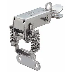 This release-to-open draw latch is constructed of stainless steel for corrosion resistance. It is used to secure doors, panels, and enclosures on industrial equipment, cabinets, and machinery. Dimensions: depth 2 17/32 in, height 2 15/32 in, width 1 9/16 in.
