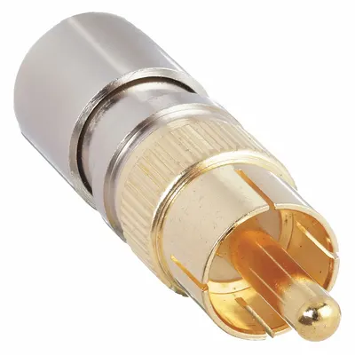 POWER FIRST Coaxial Connector: Male, Connector, Gold, Compression, RG-59, 1 GHz Max Freq - RCA Coaxial Connectors