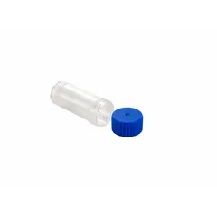 APPROVED VENDOR 5 mL Polypropylene Transport Vial with Blue Cap, Non-Sterile, 17 mm Neck, Self-Standing, Round Bottom, Natural Body