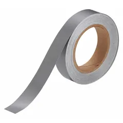 Non-reflective gray vinyl banding tape for industrial pipe marking applications. Supplied in a 1-inch width and 90-foot roll length (1,080 inches total). Used to identify pipe contents and flow direction in facility piping systems.