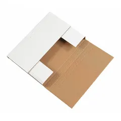 Corrugated cardboard mailer with single-wall construction and ECT-32-B rating. Inside dimensions: 12-1/8 x 9-1/8 x 2 in. Kraft exterior. Easy-fold closure. Suitable for shipping or storing flat items such as documents, books, or small parts.