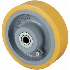 APPROVED VENDOR Polyurethane Tread on Iron Core Wheel, 5 in Diameter, 1 1/2 in Width, 935 lb Load Rating, Tan