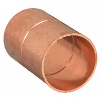 NIBCO Sweat Fitting Coupling: 1 in CTS x 1 in CTS, Cup x FTG, Rolled Center Stop, Wrot Copper (MPN 600RS 1)