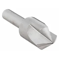 This KEO countersink features three flutes and an 82° included angle, designed for creating conical recesses in metal. The high-speed steel construction and flute geometry reduce chatter and produce a smooth finish. Commonly used in machining and metalworking to prepare holes for flat-head screws.