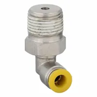 PARKER Push-Fit Elbow Fitting: 10 mm OD x 3/8 mm Pipe Size, Push-to-Connect x BSPT, Brass, Silver (MPN W169PLP-10M-6R)
