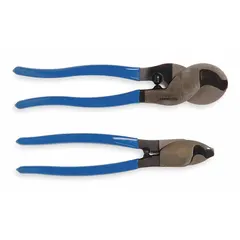 This cable cutter set features a shear cutting action and a steel handle. It is designed for cutting data cables with a maximum diameter of 1/64 in. Suitable for precision trimming in electrical and data cabling applications.