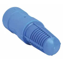 Inline foot valve with acetal body and Buna-N seal, designed for pump suction lines to maintain prime and prevent backflow. Features 3/4 inch FNPT connections and spring-loaded mechanism. Suitable for water and light chemical applications in industrial, agricultural, and municipal systems.