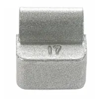 Clip-on wheel weight for balancing medium-duty truck wheels with steel rims. Made of uncoated lead with steel clip, 6 oz weight. Attaches to rim flange to reduce vibration and promote even tire wear