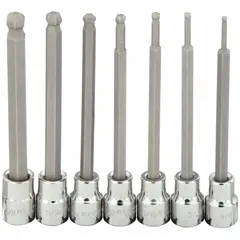 This 25-piece hex bit socket set includes 7 pieces with a 3/8 in drive size and tip sizes ranging from 1/8 in to 3/8 in. Designed for driving hex fasteners in maintenance, assembly, and repair tasks. Suitable for use with hand tools and power tools in industrial settings.