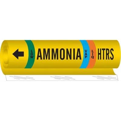 BRADY Ammonia Wrap-Around Pipe Marker HTRS LIQ/VAP Low - Amonia Wrap-Around Pipe Markers