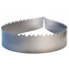 Carbide-tipped band saw blade for general purpose metal cutting. Features a variable tooth pitch of 3 to reduce vibration and noise. Blade length 12 ft 6 in, width 1 in. Suitable for cutting ferrous and non-ferrous materials such as structural steel, tubing, and solid bar stock in fabrication and maintenance applications.