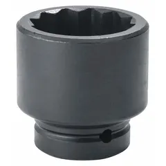 This PROTO impact socket features a 1" drive size and a 2-3/8 in SAE 12-point opening. With a standard length of 3-1/4 in overall and a black oxide finish, it is suited for heavy-duty fastening and loosening tasks using impact wrenches in industrial maintenance and equipment repair.