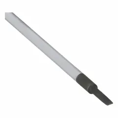 This precision slotted screwdriver features a 1.5 mm tip for turning small slotted screws. It has a standard length and an overall length of 6 1/4 in. The ergonomic grip provides comfortable handling. Commonly used in electronics, instrumentation, and light assembly work.