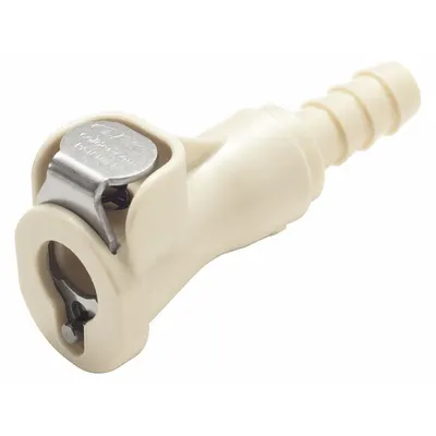 COLDER Quick Connection Coupling: Straight, 1/4 in Pipe Size, Barbed x Barbed - Polypropylene Quick-Disconnect Tube Fittings