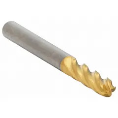 This general purpose carbide ball end mill features a TiN coating for increased wear resistance. With 4 flutes and a 1/8" diameter, it is suited for contouring, slotting, and profiling operations. The ball nose design enables smooth curved surfaces and radii in mold and die work and general machining.