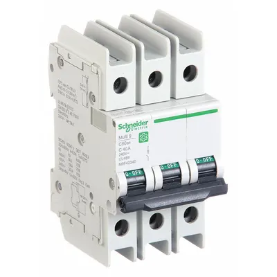 SCHNEIDER M9F42340 C-Curve 3-Pole UL489 Miniature Circuit Breaker - C-Curve, 3-Pole UL489 DIN Rail-Mount Miniature Circuit Breakers