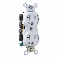 LEVITON Duplex Receptacle Outlet: Duplex, 5-20, White, 125V AC, 20 A, 2 Pole / 3 Wire (MPN CR020-2PW)